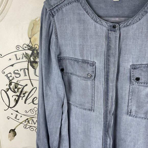 Two by Vince Camuto Chambray Button Down Utility Shirt Size S - Picture 7 of 14